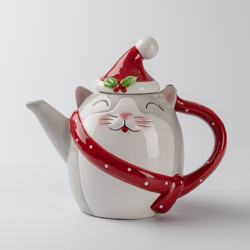 Ceramic Christmas kitty Teapot Tableware Christmas Holiday Gifts