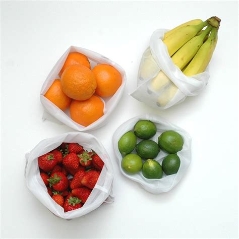 Reusable mesh bags for fruit and vegetables