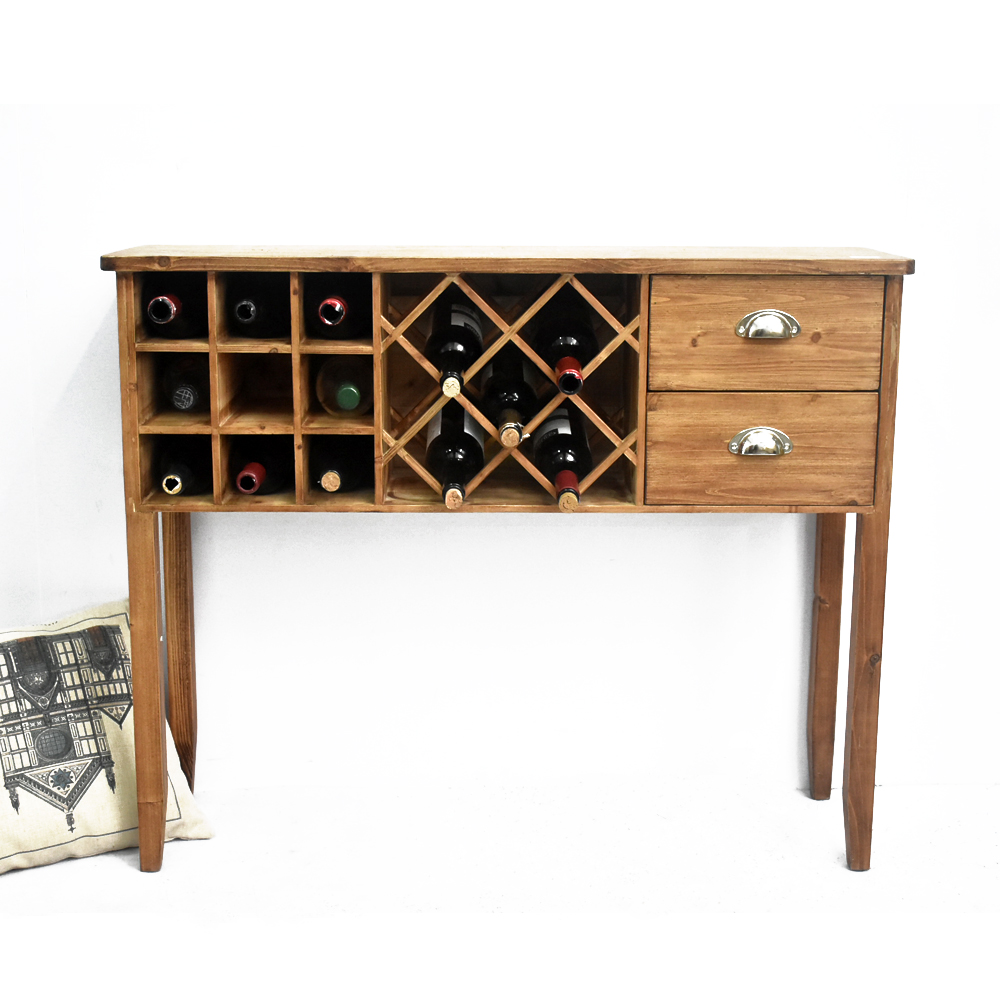 Luckywind Wooden Wine Rack Table,Wine Bar Cabinet for Home Kitchen Dining Room
