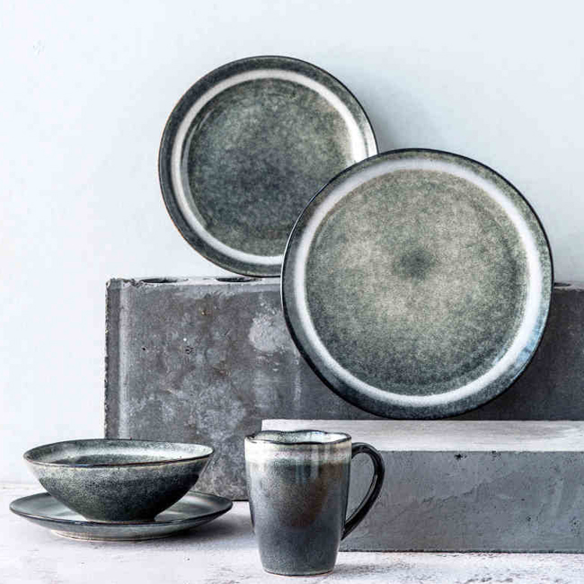 Japanese Bright Creactive Ceramic Salad Steak Bowls Plates Set