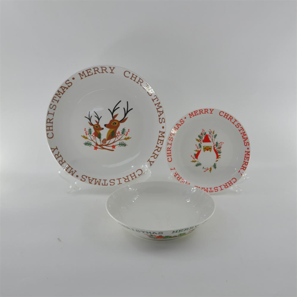 Custom christmas decal tableware set 16 Pcs ceramic dinnerware sets