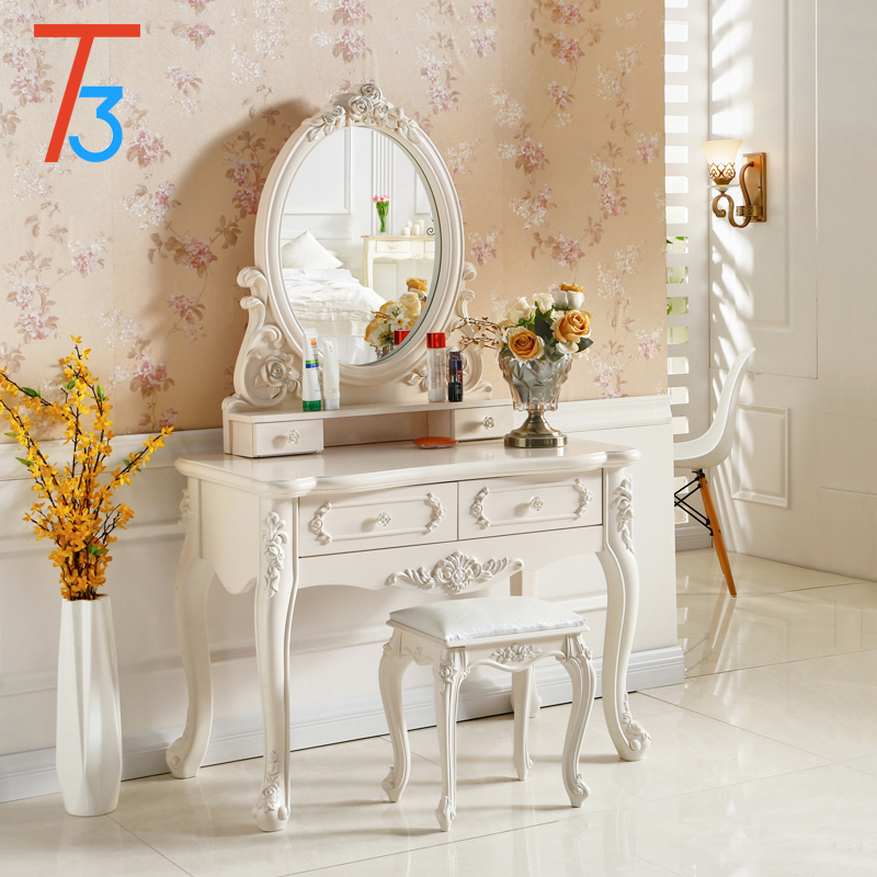 Bedroom Wood Furniture Vanity Dressing Table White Makeup Tocador Dresser With Mirror