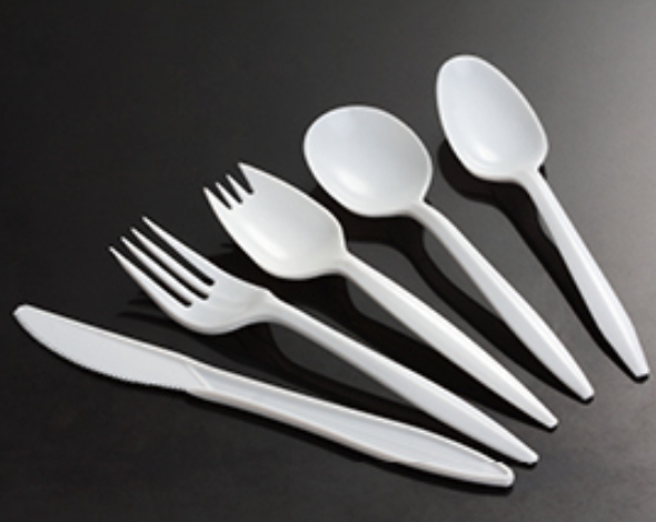 Disposable plastic knife fork spoon cutlery set