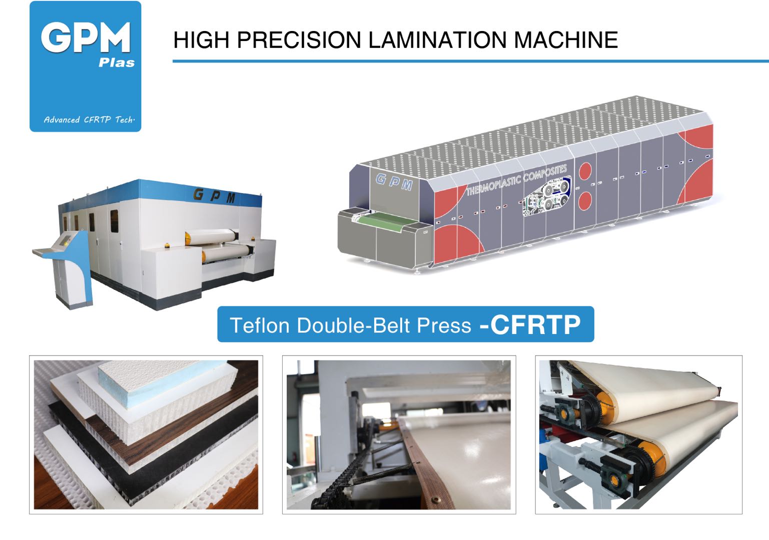 Double Belt Press Machine For Fiber Reinforced Thermoplastic Honeycomb Sandwich Materials Laminates