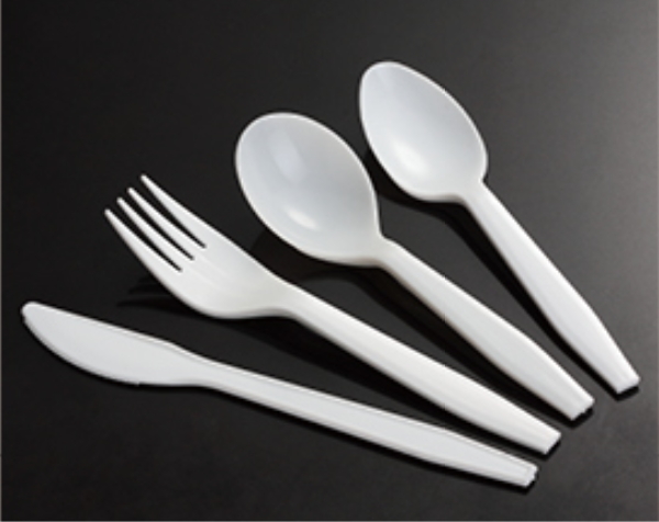Disposable plastic knife fork spoon cutlery set