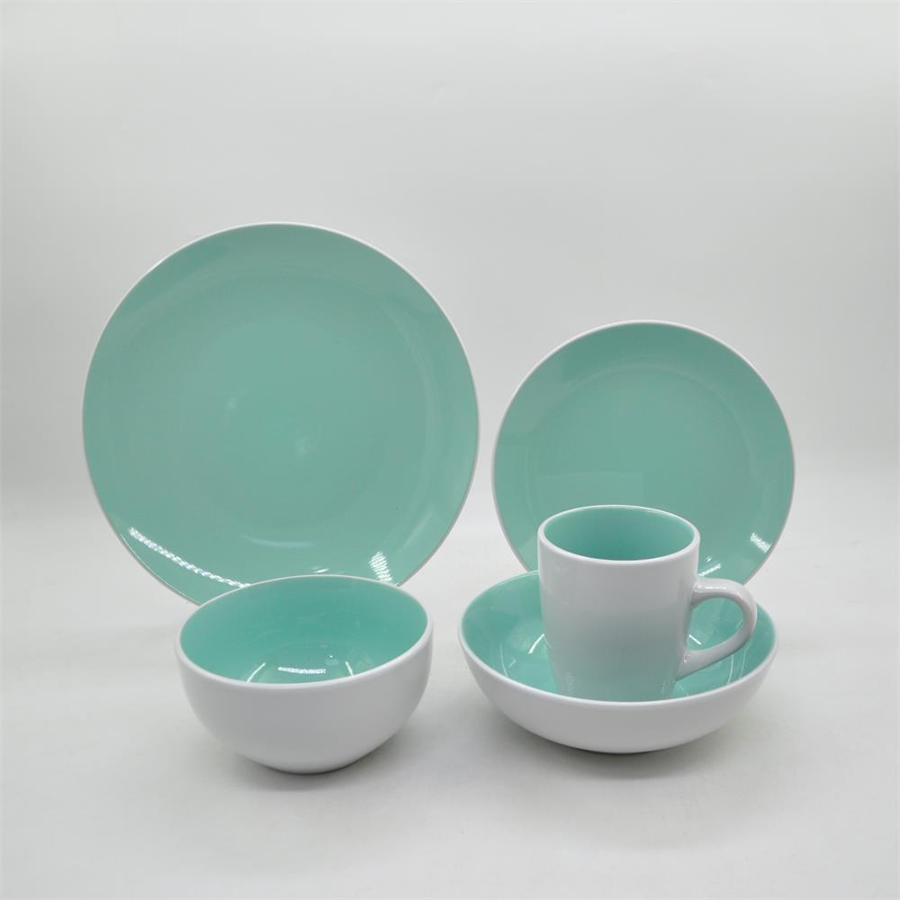 New type color glaze 16pcs ceramic tableware set