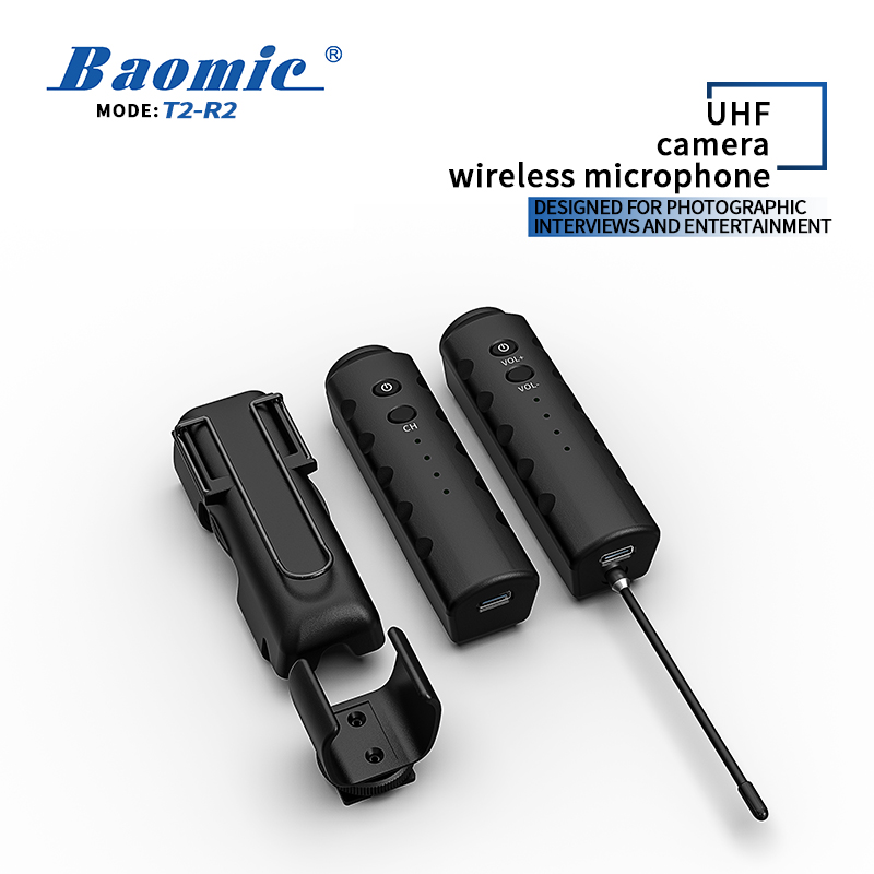 Baomic T2-R2 UHF camera wireless microphone