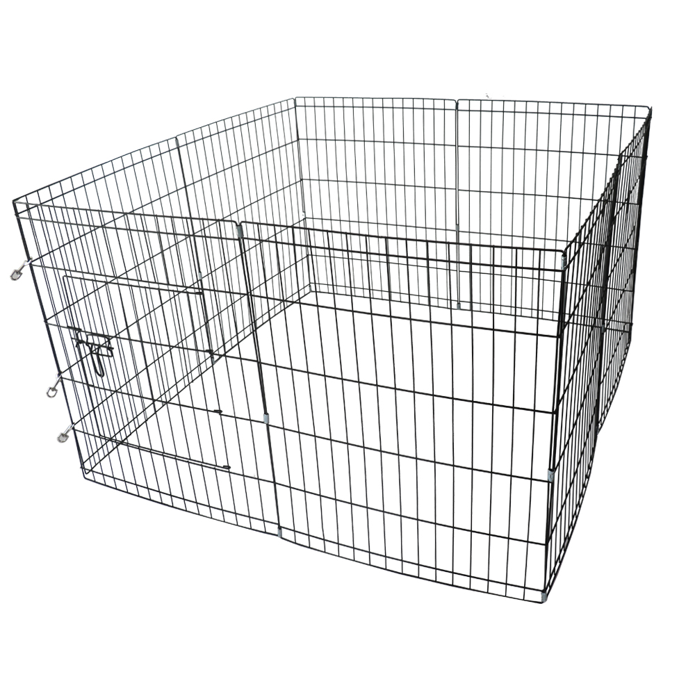 8 panels black foldable metal wire dog playpen dog fence