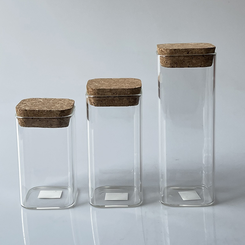glass canister with cork stopper