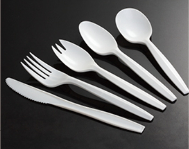Disposable plastic knife fork spoon cutlery set