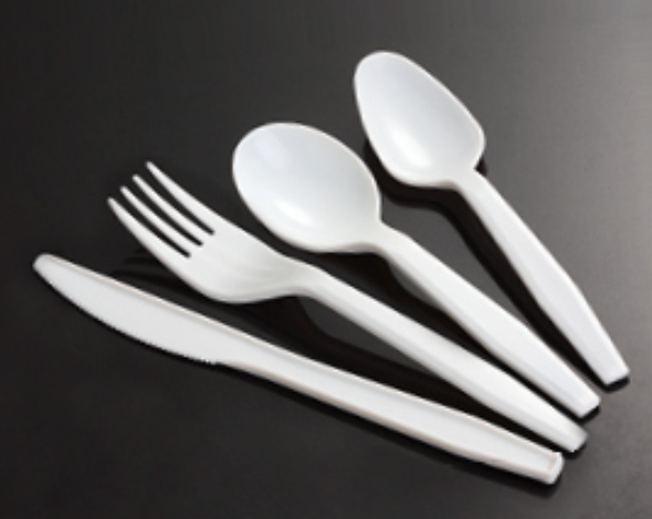 Disposable plastic knife fork spoon cutlery set
