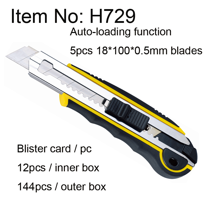 18mm Utility Cutter Knife With 5pcs Blades Autoloading Function