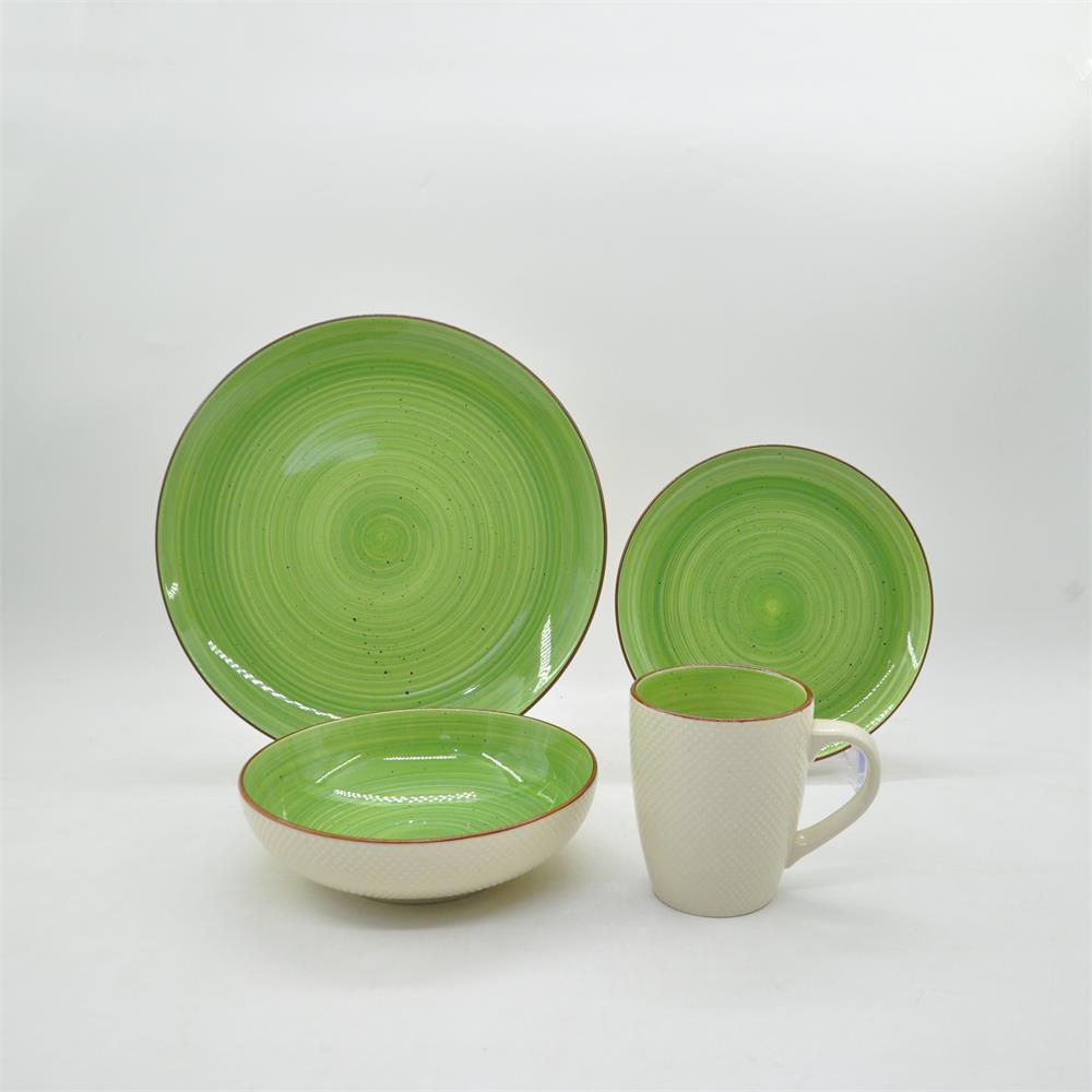 Nordic Style Hand Paint Embossed Ceramic Kitchen Plates Dinnerware