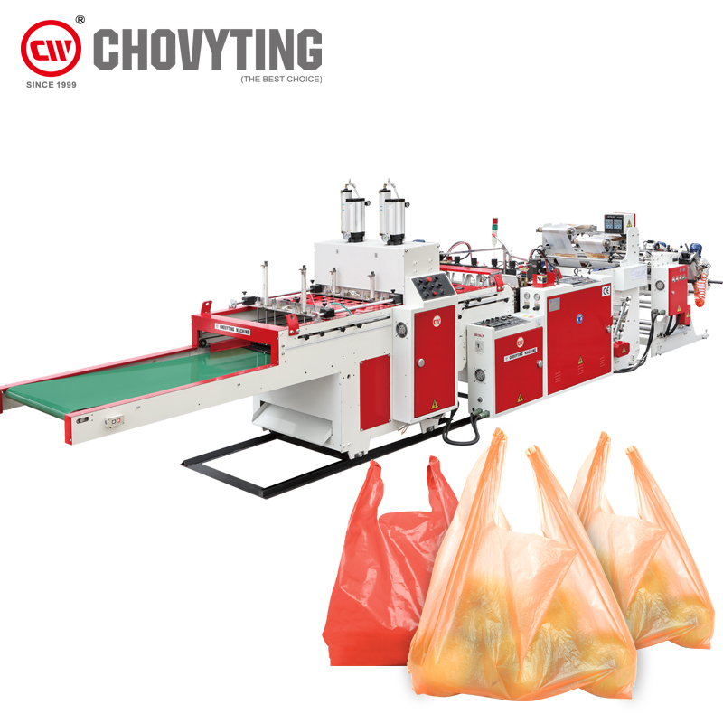 high speed automatic 3 lines t-shirt bag making machine