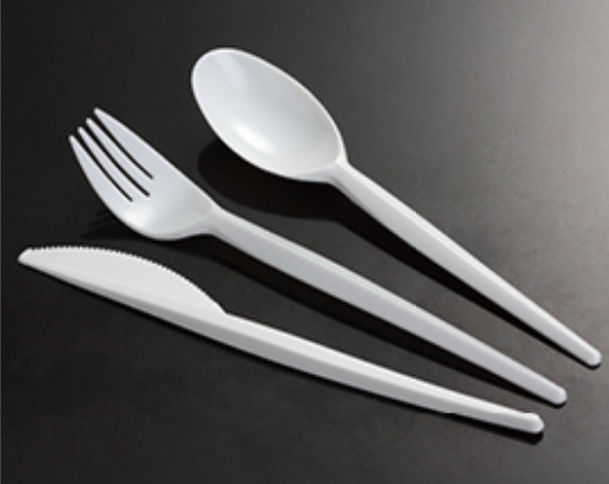 Disposable plastic knife fork spoon cutlery set