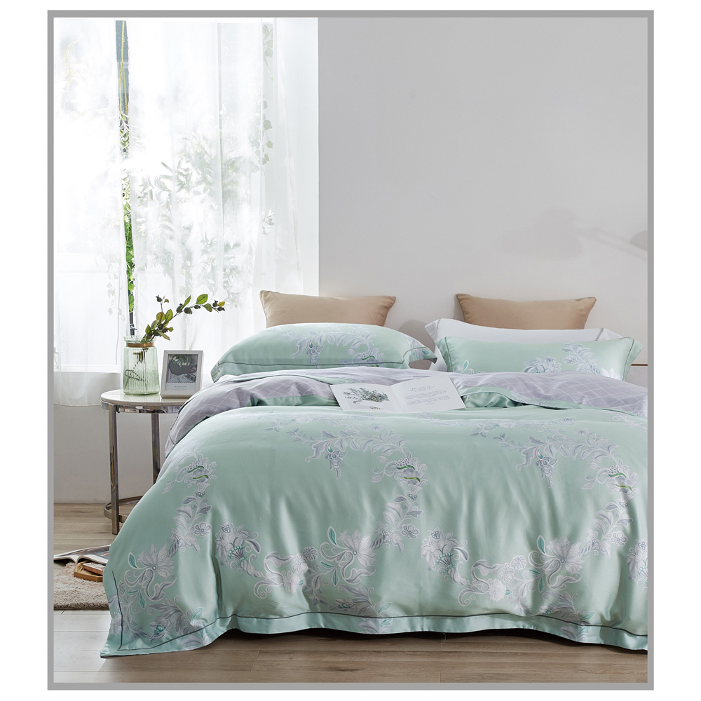 Digital Printing Flower Pattern Tencel Duvet Cover Set With Pillow Cases