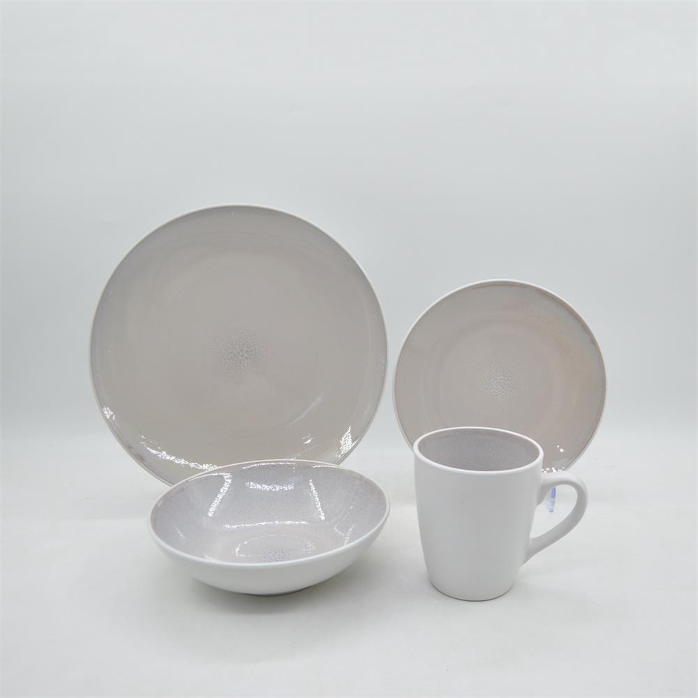 Reactive glazed ceramic dinner set customized 16pcs ceramic tableware