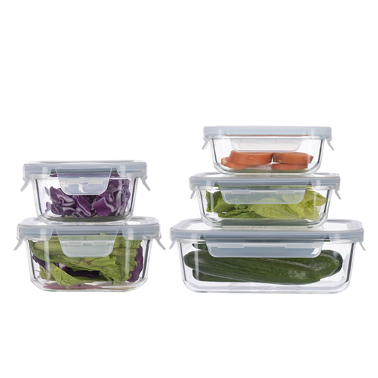Rectangle glass food container set