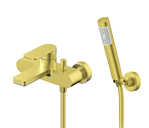Brush brass bath mixer