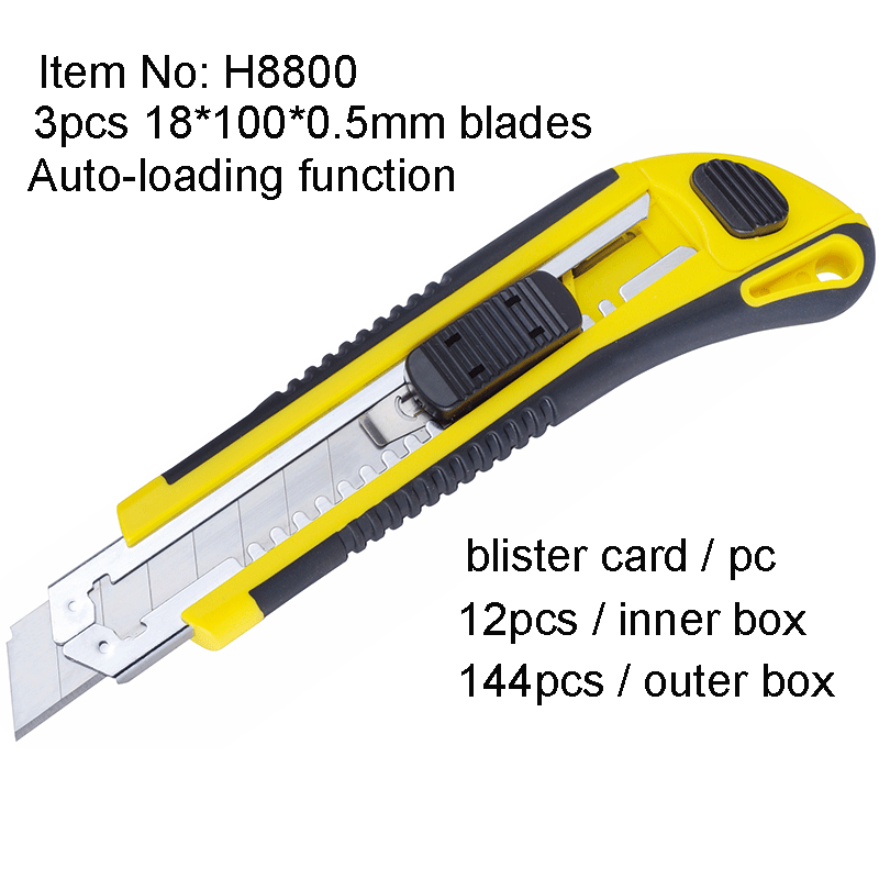 18mm Utility Cutter Knife With 3pcs Blades Autoloading Function