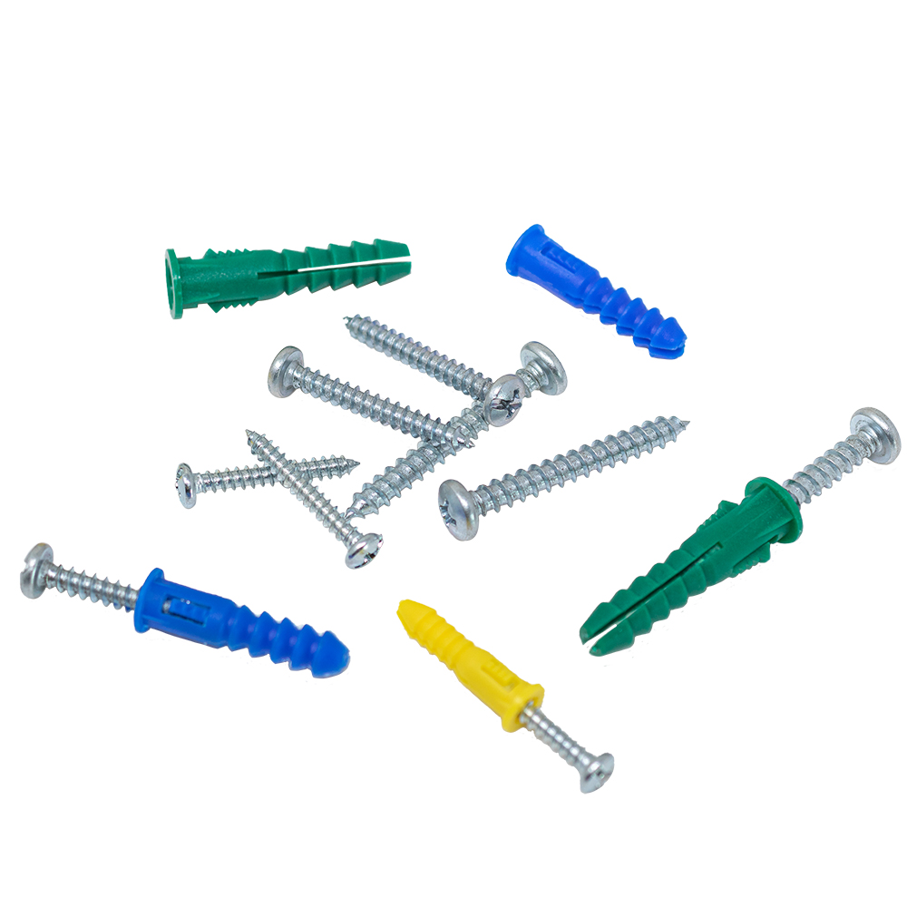 Plastic Self Drilling Drywall Ribbed Anchors with Phillips Flat Head Self Tapping Screws Assortment Kit