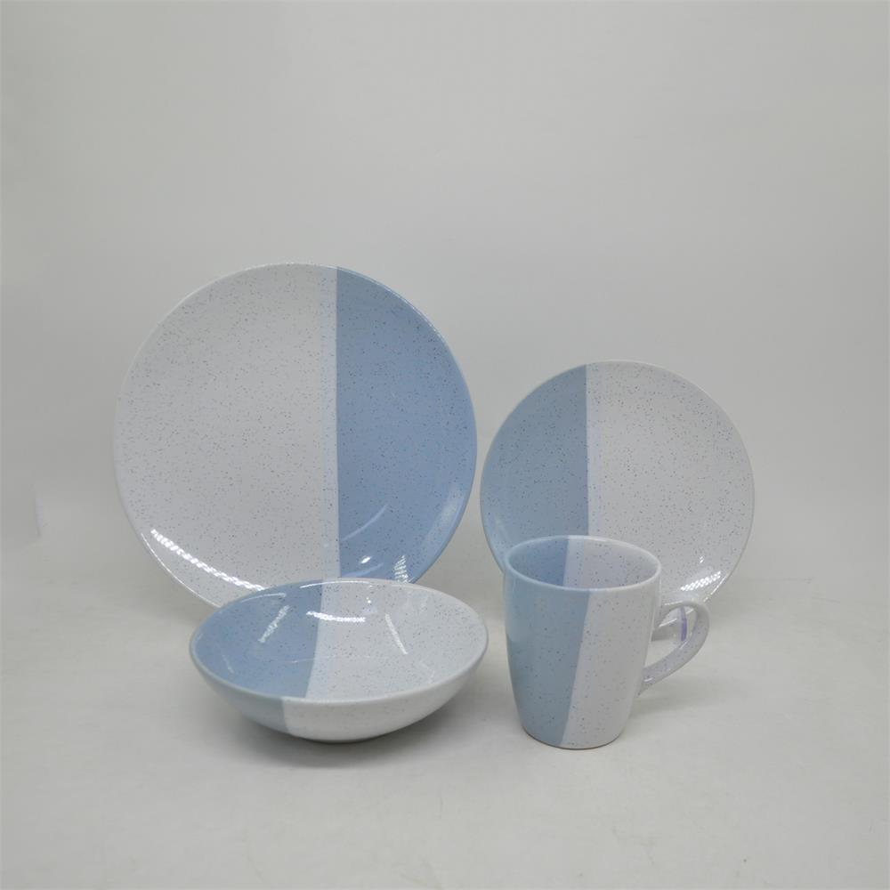 Reactive Glaze 12 Pcs Stoneware Ceramic Dinner Set On Sale