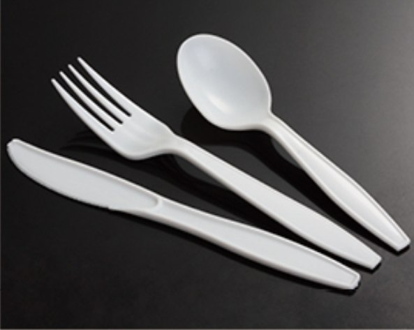 Disposable plastic knife fork spoon cutlery set