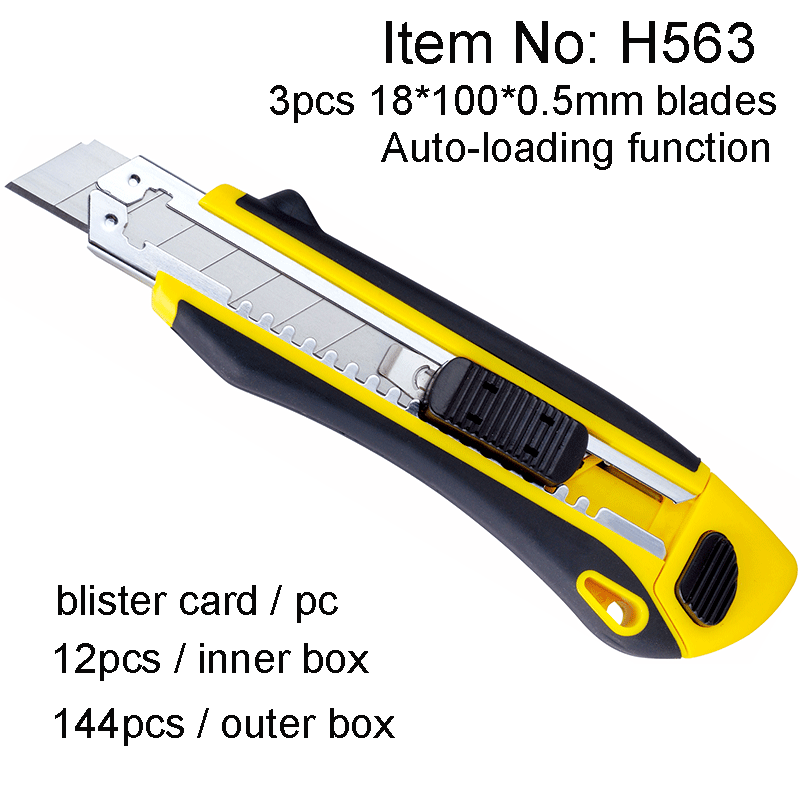 18mm Utility Cutter Knife With 3pcs Blades Autoloading Function