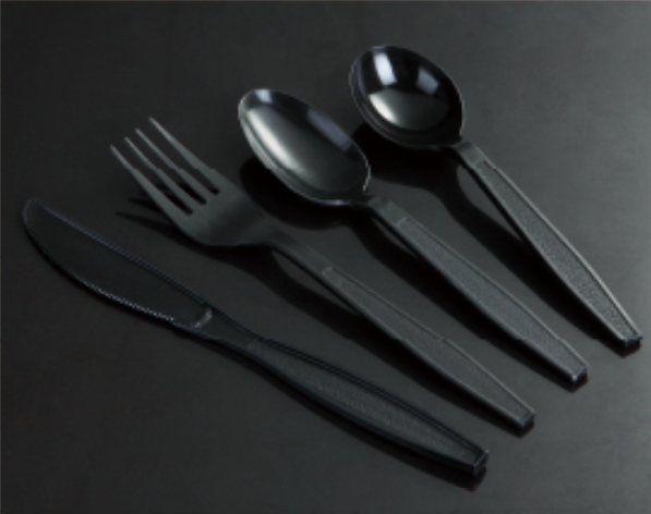 Disposable plastic knife fork spoon cutlery set