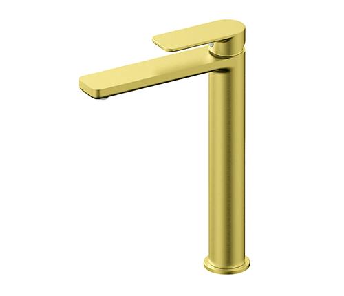 Brush brass high basin mixer