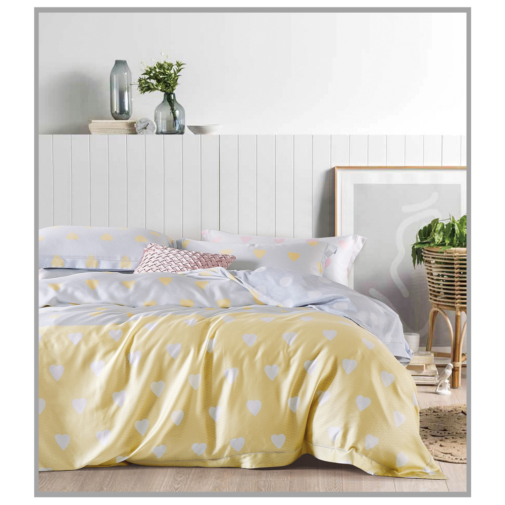 Heart Pattern Tencel Duvet Cover Set Duvet Cover With Two Pillow Cases