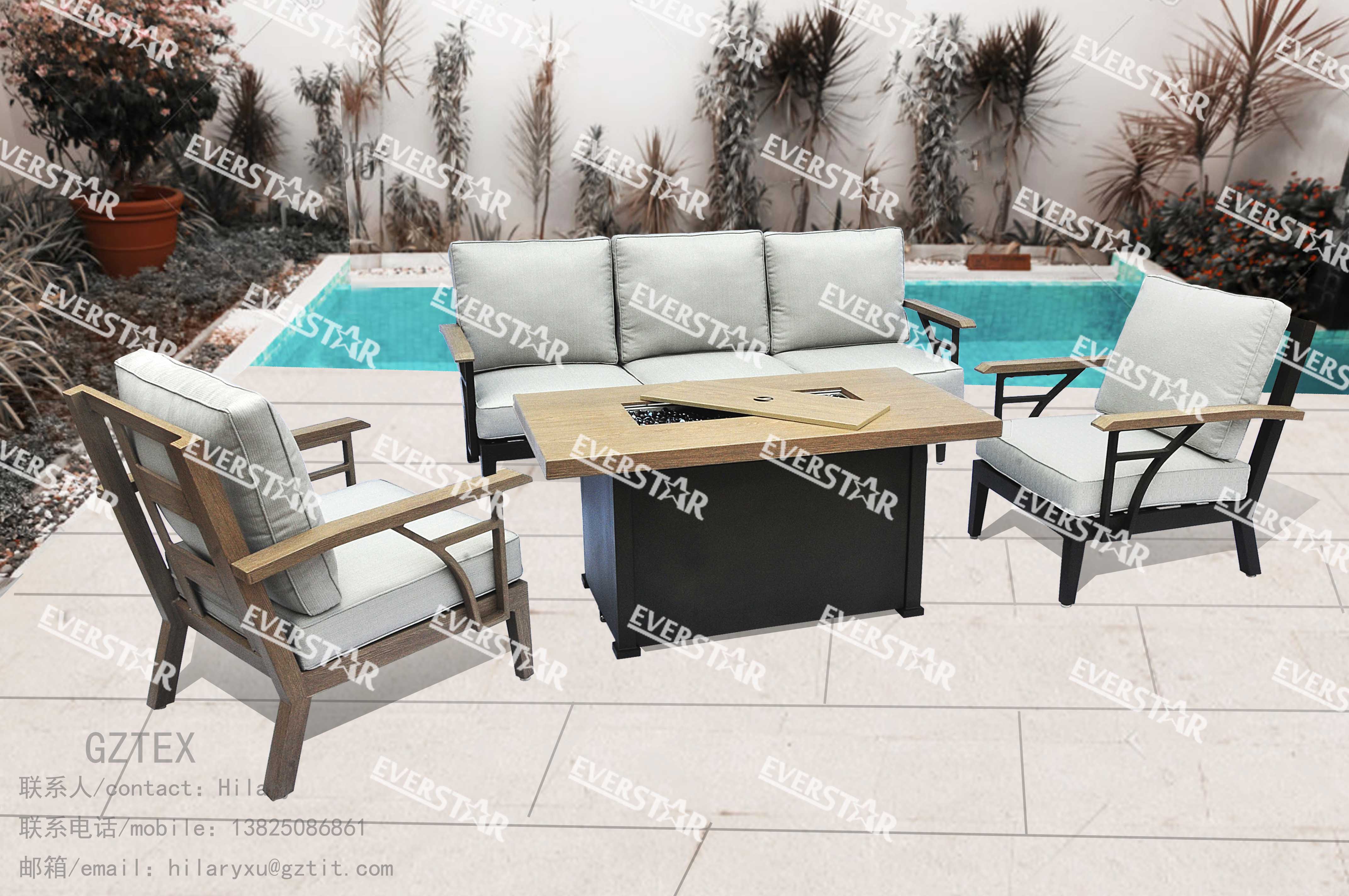 Outdoor Aluminum Grain Wood Furniture