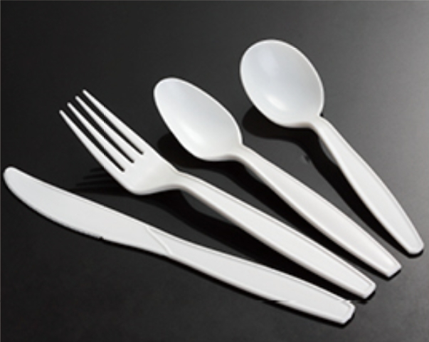 Disposable plastic knife fork spoon cutlery set