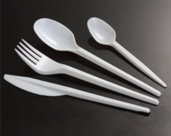 Disposable plastic knife fork spoon cutlery set