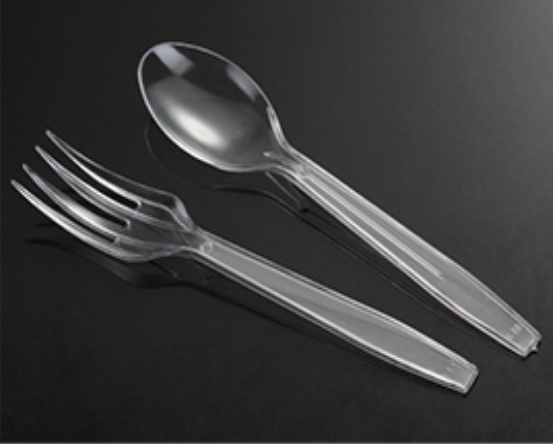 Clear disposable mini plastic fork spoon