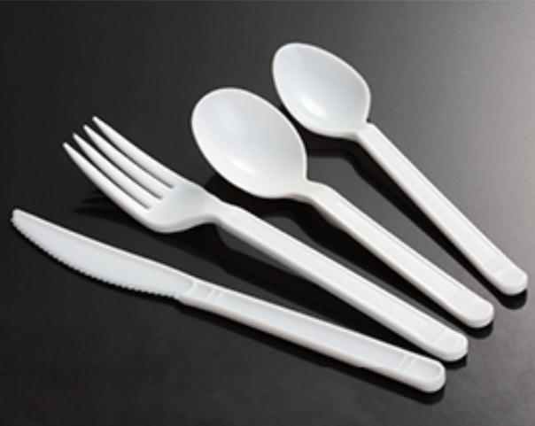 Disposable plastic knife fork spoon cutlery set