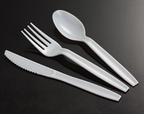 Disposable plastic knife fork spoon cutlery set