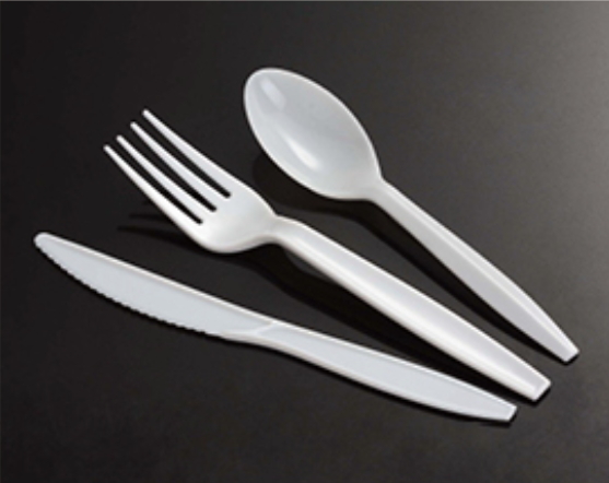 Disposable plastic knife fork spoon cutlery set