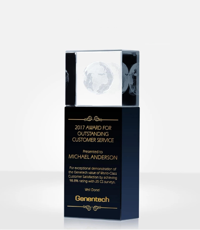 Black And Clear Crystal Trophy