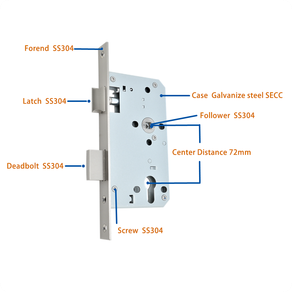 European standard Fire resistant Mortise Lock 6072ZE