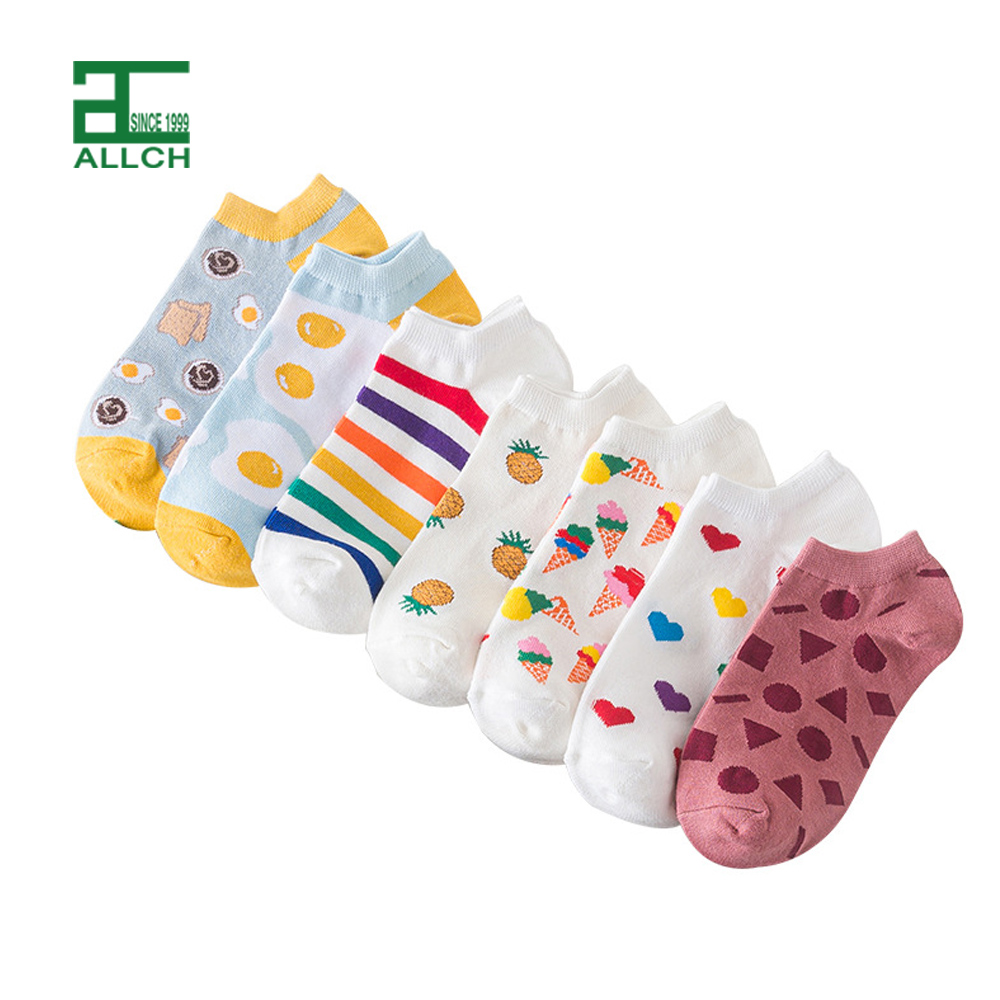 FS000334 Ladies Knitting Short Designer Custom Girl Socks Sneakers No Show Kids Summer Ankle Socks