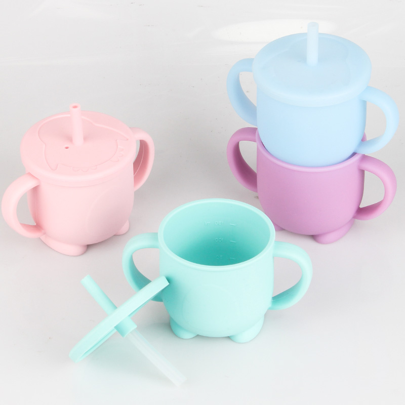KASU CP007 Kids Baby Silicone Straw Sippy Cup