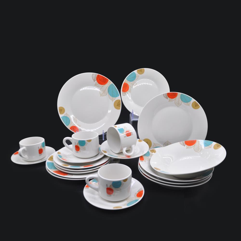Hotel special porcelain decal printing dinnerware set with cup and saucer