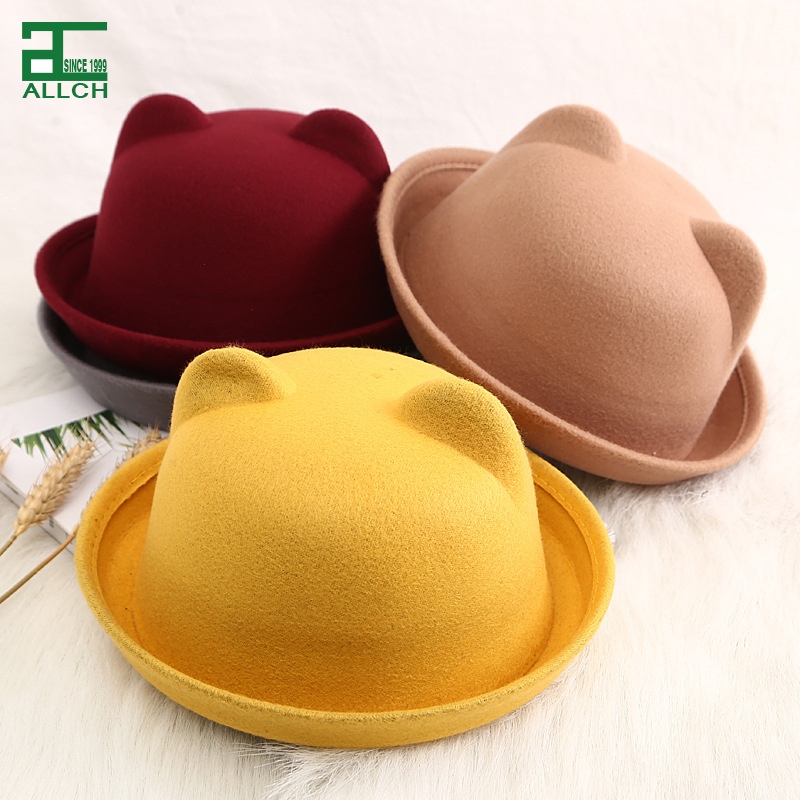 AL000226 ALLCH Winter Polyester Kids Imitate Wool Children Cloche Felt Hat