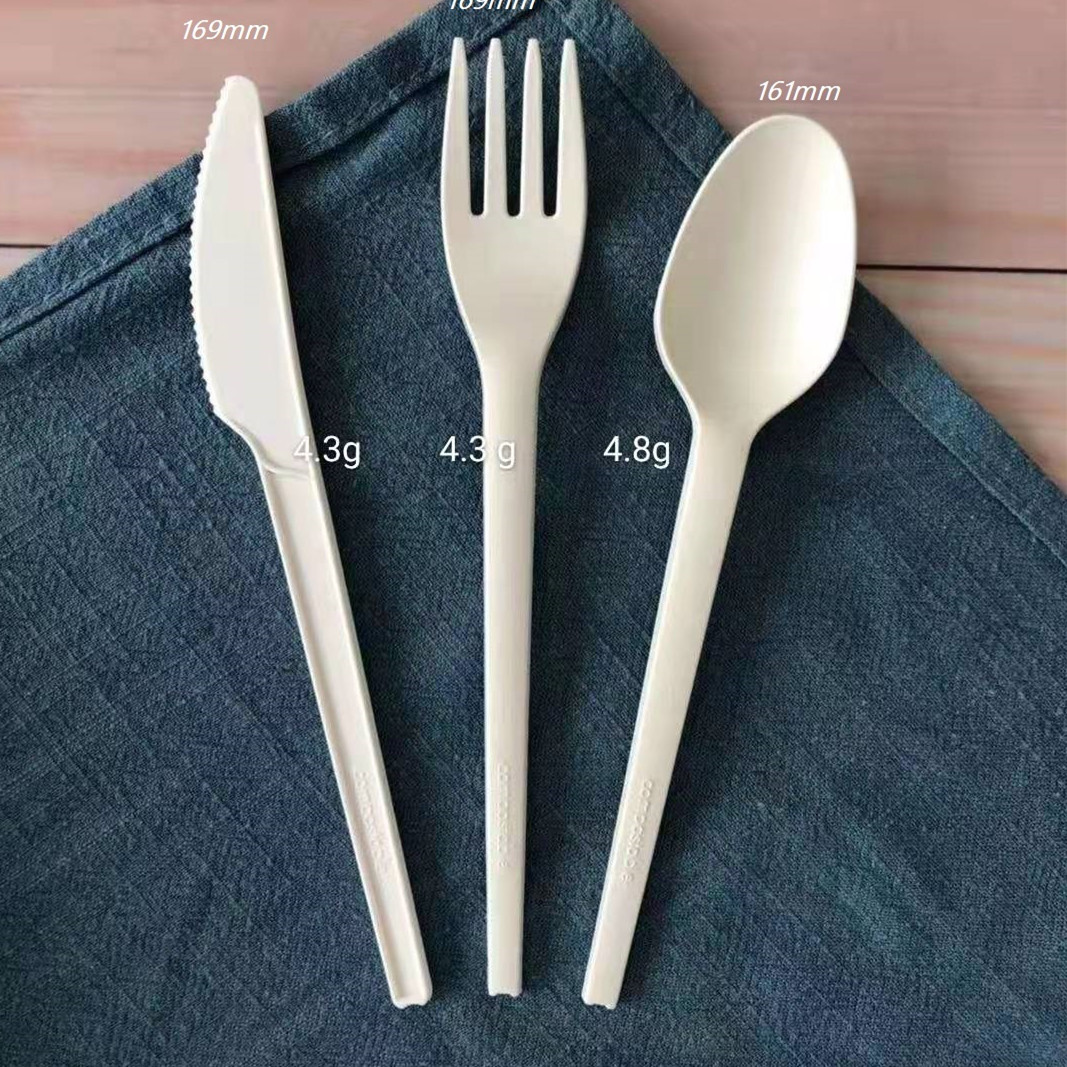 Disposable biodegradable plastic knife fork spoon cutlery set