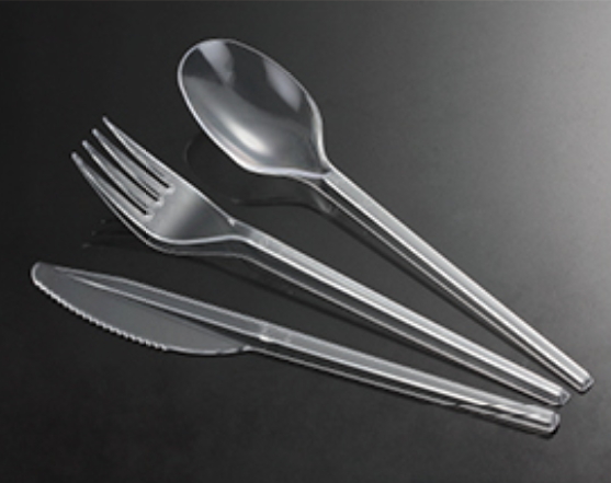 Disposable clear plastic knife fork spoon cutlery set