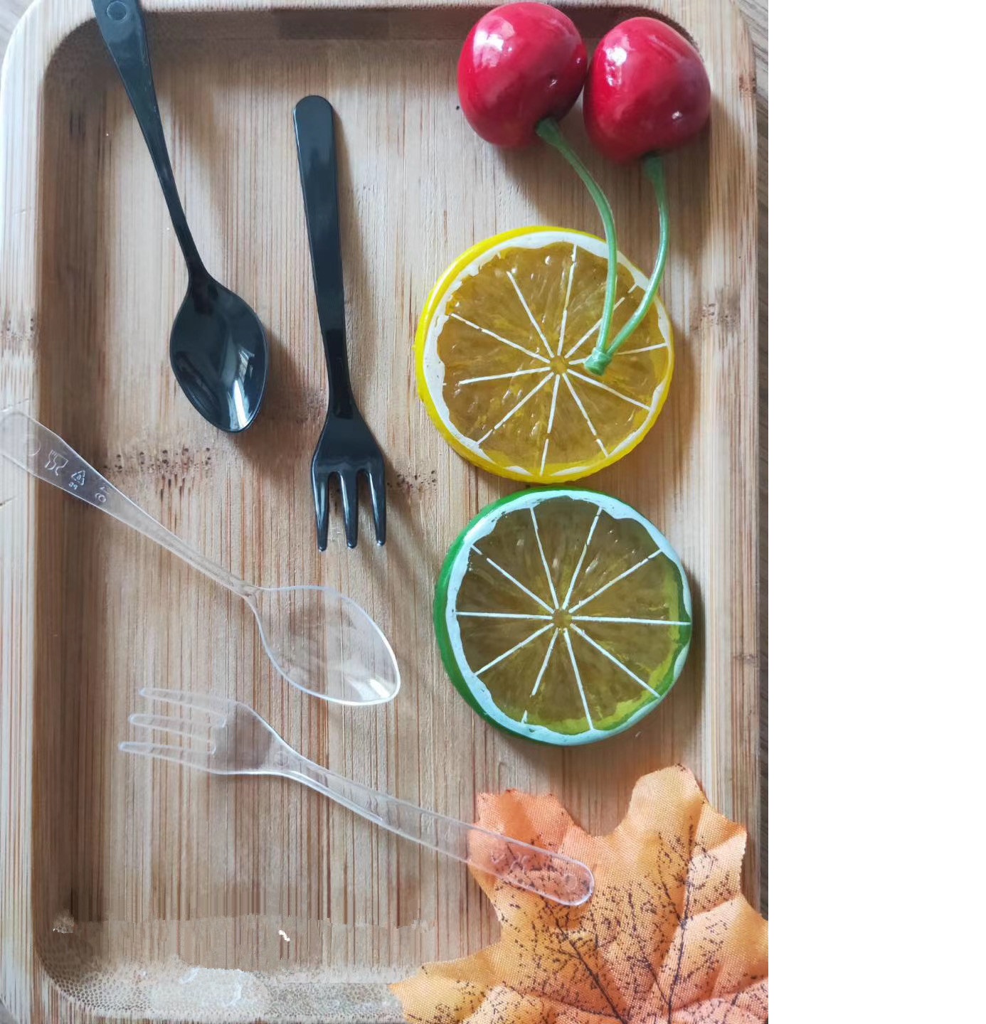 Disposable mini plastic spoon and fork
