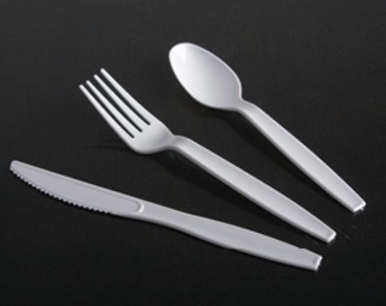 Disposable plastic knife fork spoon cutlery set