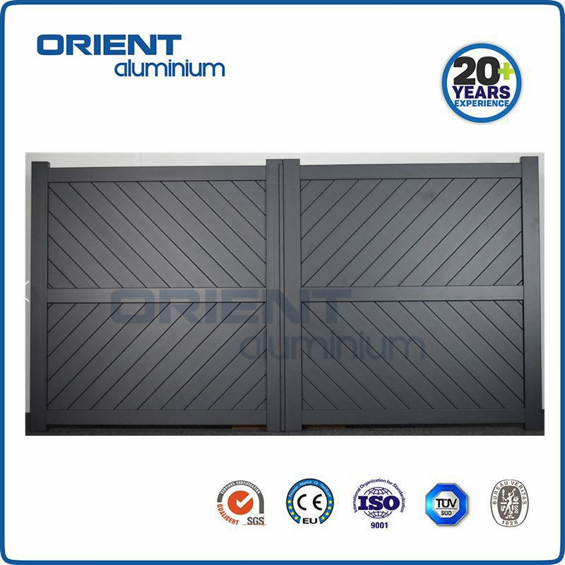 Gate in Aluminium with diagonal solid infill for Privacy