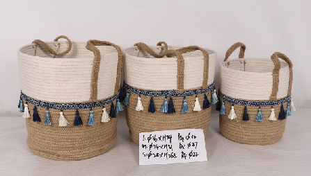 YR2103201 zhengheshun bedroom furniture Set 3 Storage Basket with tassels